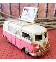 Nostaljik Vosvos Kumbara ve Resim Çerçeveli Metal Araba (Pembe) E-1370SS