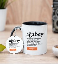 Ağabey Kelime Anlamı Siyah Kupa Bardak Ve Anahtarlık Set