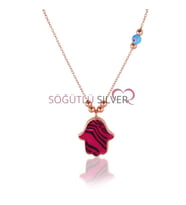 Söğütlü Silver sedefli ve nazarlı fatma ana eli kolye