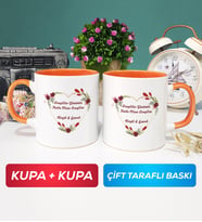 İkili Sevgiliye Sevgililer Günü Hediyesi 13 Kupa Bardak Turuncu