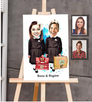Kişiye Özel enler Siyah Önlük Karikatürlü Ahşap Tablo 30x47 Bayan Arkadaş-1