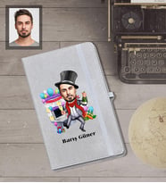 Kişiye Özel Yılbaşı Erkek Karikatürlü Gri Defter Model-8