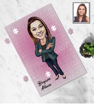 Kişiye Özel İş Kadını Karikatürlü A3 240 Parça Puzzle Bayan-25