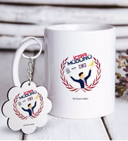 BK Gift Kişiye Özel Mesleki İcra Müdürü Beyaz Kupa ve Anahtarlık Hediye Seti (Model 1)