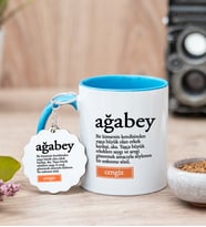 Ağabey Kelime Anlamı Mavi Kupa Bardak Ve Anahtarlık Set