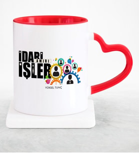 BK Gift Kişiye Özel Mesleki İdari İşler Amiri Kırmızı Kalpli Kupa Bardak