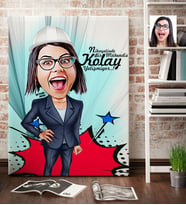 BK Gift Kişiye Özel Bayan Mühendis Karikatür Kanvas Tablo 70x100cm 1