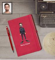 Kişiye Özel Dalgıç Karikatürlü Kırmızı Defter Kalem Hediye Seti   Bay-1