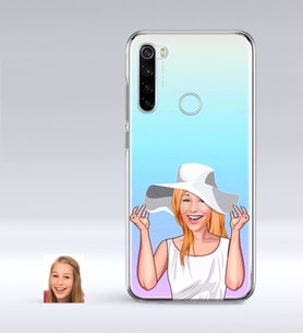 BK Gift Kişiye Özel Bayan Karikatürlü Xiaomi Redmi Note 8 İnce Şeffaf Silikon Telefon Kapağı-20 (Beyaz)