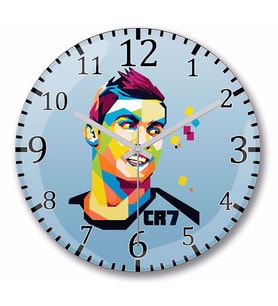 Cristiano Ronaldo   Duvar Saati Bombeli Gercek Cam