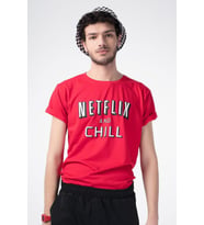 Kırmızı Netflix And Chill Tişört