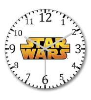 Star Wars Logo Duvar Saati Bombeli Gercek Cam