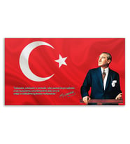 ''Güner Ofis'' Atatürk Tablosu Deri Üzerine Kanvas Tablo 80x130