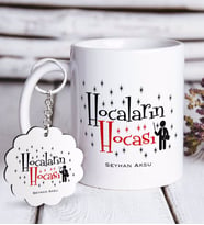 BK Gift Kişiye Özel Hocaların Hocası Beyaz Kupa ve Anahtarlık Hediye Seti-1 (Model 1)
