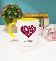 Sevgiliye Love Tasarımlı Sevgili Kupa Bardak Sarı
