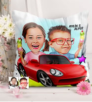 BK Gift Kişiye Özel Kardeşler Karikatürlü  Yastık