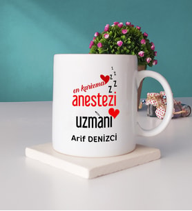 En Karizma Anestezi Uzmanı Hediye Kupa Bardak ve Taş Bardak Altlığı Hediye Seti