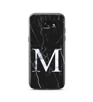 Samsung A5 (2015) Siyah Mermer Harf Tasarımlı Telefon Kılıfı M-Harfi 