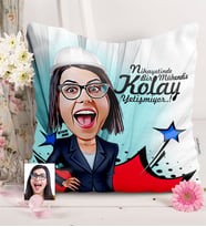 BK Gift Kişiye Özel Bayan Mühendis Karikatürlü  Yastık  1