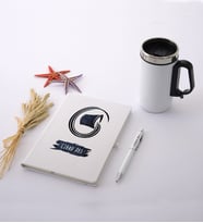 Kova Burcuna Özel İsimli Beyaz Defter Kalem Termos Mug Seti