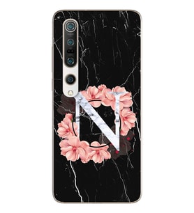 Mermer Çiçekli Harf Tasarım Süper Şeffaf Silikon Telefon Kılıfı Xiomai Mi10- Mi 