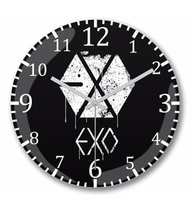 Exo Grunge Spraypaınt Duvar Saati Bombeli Gercek Cam
