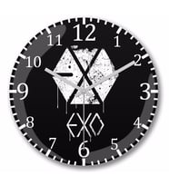 Exo Grunge Spraypaınt Duvar Saati Bombeli Gercek Cam