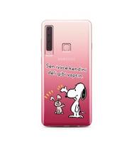 Snoopy Tasarımlı Süper Şeffaf Silikon Telefon Kılıfı Samsung A9 (2018)  