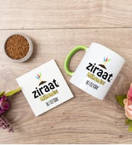 Ziraat Mühendisi Yeşil Kupa Bardak Ve Bardak Altlığı Seti