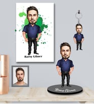 Kişiye Özel Erkek Karikatürlü 3 lü Hediye Seti Model-7