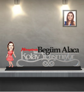 Kişiye Özel Bayan Karikatürlü Kolay Yetişmiyor Ahşap Biblo Model-4
