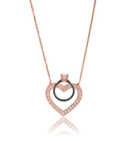 Tek Taşlı Kalp Kolye - Rose