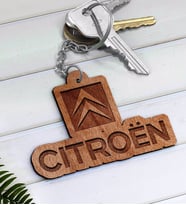 Citroen Logolu Ahşap Anahtarlık-1 (Beyaz)