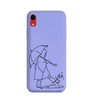 Iphone XR Çizgi Tasarımlı Mor Lansman Telefon Kılıfı