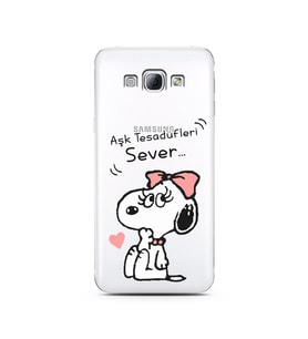 Snoopy Tasarımlı Süper Şeffaf Silikon Telefon Kılıfı Samsung A8 (2015)  