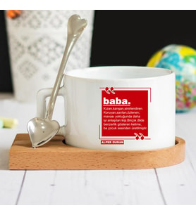 Baba İsimli Lüks Çay/Kahve Fincan Seti (Beyaz)