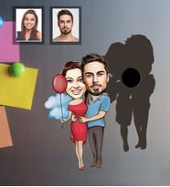 Kişiye Özel Sevgili Karikatürlü Ahşap Magnet Model 9