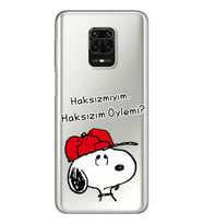 Snoopy Tasarımlı Süper Şeffaf Silikon Telefon Kılıfı Xiomai Redmi Note 9 Pro - N