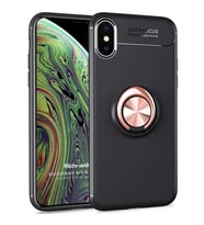 Microsonic Apple iPhone X Kılıf Kickstand Ring Holder Siyah Rose