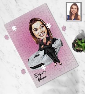 Kişiye Özel Patron Karikatürlü A3 240 Parça Puzzle Bayan-10