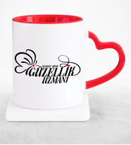 BK Gift Kişiye Özel Mesleki Güzellik Uzmanı Kırmızı Kalpli Kupa Bardak  2