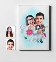 BK Gift Kişiye Özel Evleniyoruz Karikatür Kanvas Tablo 50x70cm 9