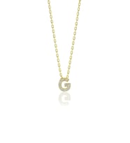 Söğütlü Silver Gümüş  altın yaldızlı üç boyutlu minimal G gümüş harf kolye