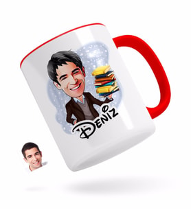 BK Gift Kişiye Özel Erkek Öğretmen Karikatürlü Kırmızı Kupa Bardak