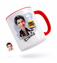 BK Gift Kişiye Özel Erkek Öğretmen Karikatürlü Kırmızı Kupa Bardak