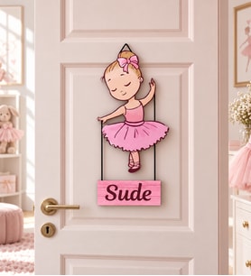 Gifties Pembe Etekli Dans Eden Kız Temalı Kişiye Özel Kapı Süsü