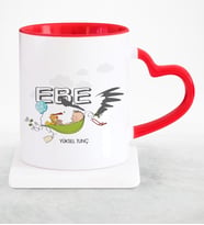 BK Gift Kişiye Özel Mesleki Ebe Kırmızı Kalpli Kupa Bardak  2