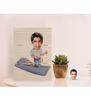BK Gift Kişiye Özel Erkek Kaptan Karikatürlü Otantik Masaüstü Ahşap Palet Çerçeve-2 (Beyaz)