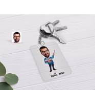 BK Gift Kişiye Özel Erkek Öğretmen Karikatürlü Şeffaf Pleksi Anahtarlık-2 (Beyaz)