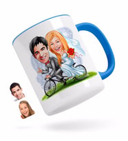 BK Gift Kişiye Özel Evleniyoruz Karikatürlü Mavi Kupa Bardak-3